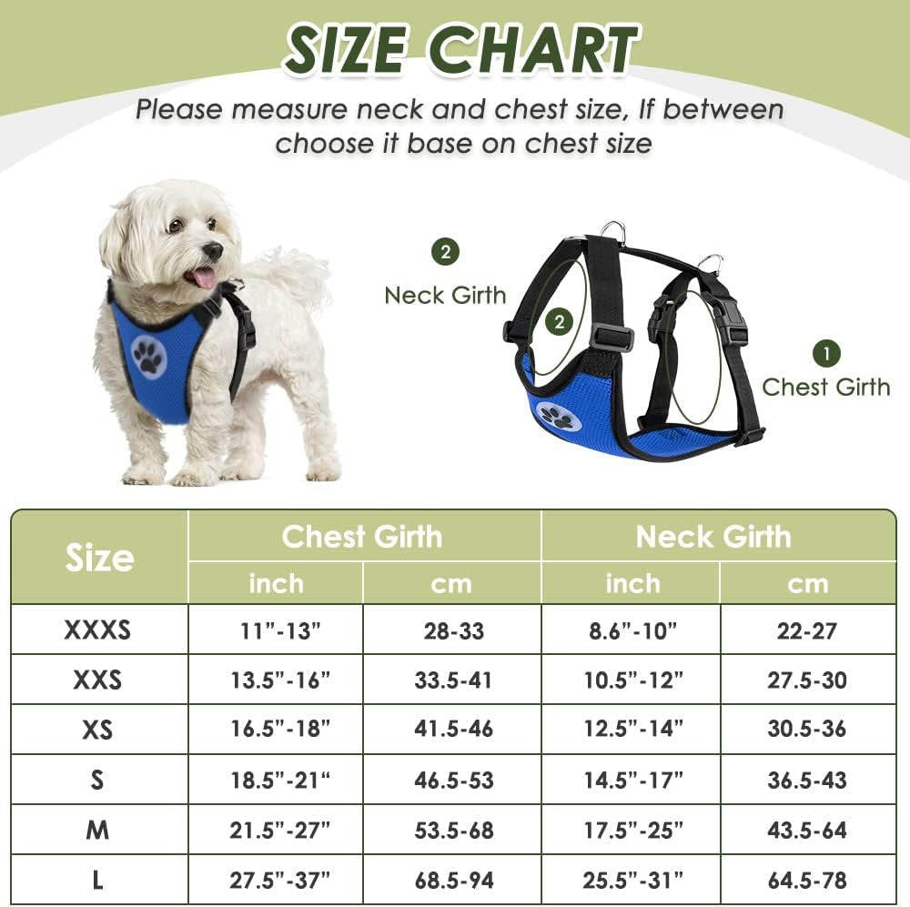 Dog Seat Belt - Adjustable Dog Car Harness for Large, Medium & Small Dogs, Soft Padded & Breathable Mesh Dog Seatbelt with Car Vehicle Connector Strap (Blue, Medium)