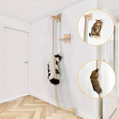 Wall-Mounted Cat Scratching Rope Jute Cats Climbing Shelves Jumping Platform & Pedal for Cats Sleeping Cat Furniture Pet Toys