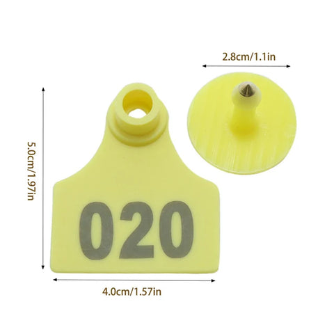 100 Pcs Copper Head Laser Number Ear Tag Label Pig Sheep Digital Sign TPU Material Farm Animals Identity Mark Supplies