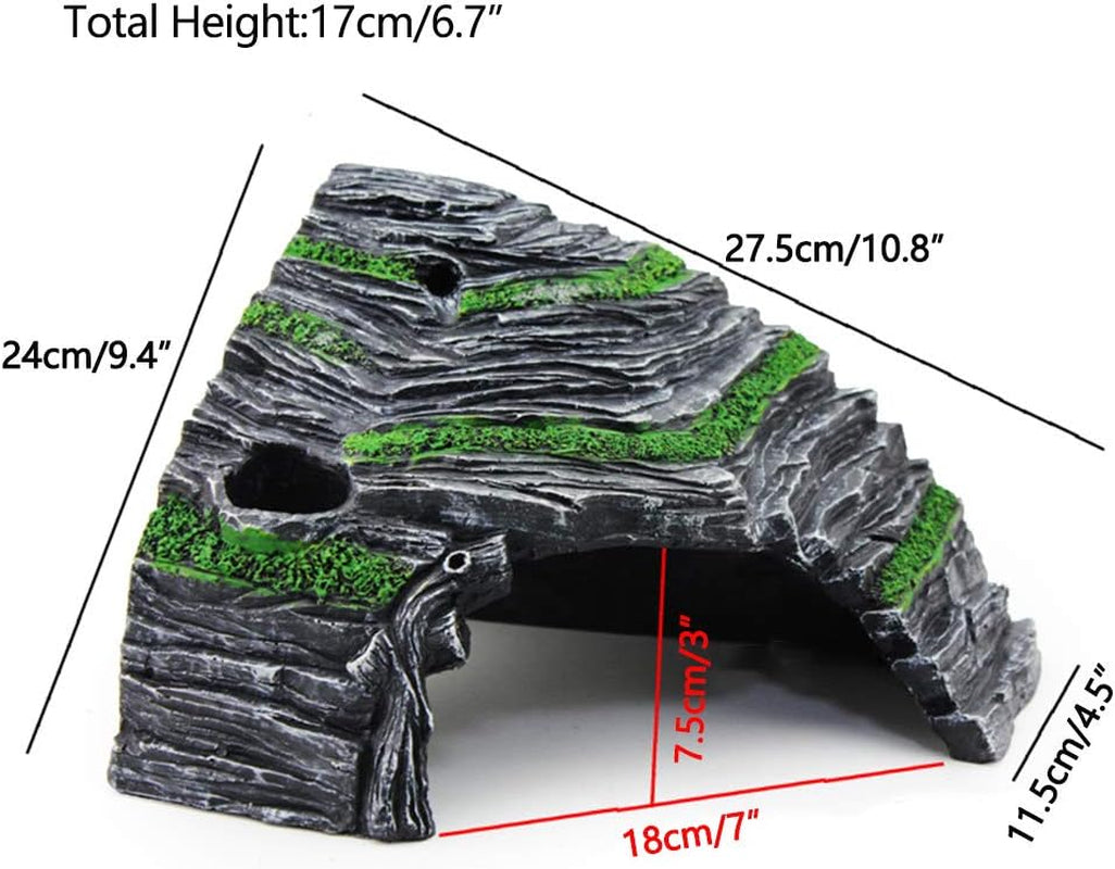 Reptile Box Shelter Terrarium Hideout Caves Turtle Ramp Basking Platform Habitat Decor Humidify Hide Cave Resin Rock