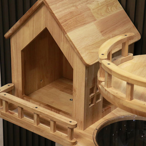 Cat Castle,Luxury Cat Furniture,Rubberwood Cat Tree, Cat Tower 34.6''*15.7''*42''