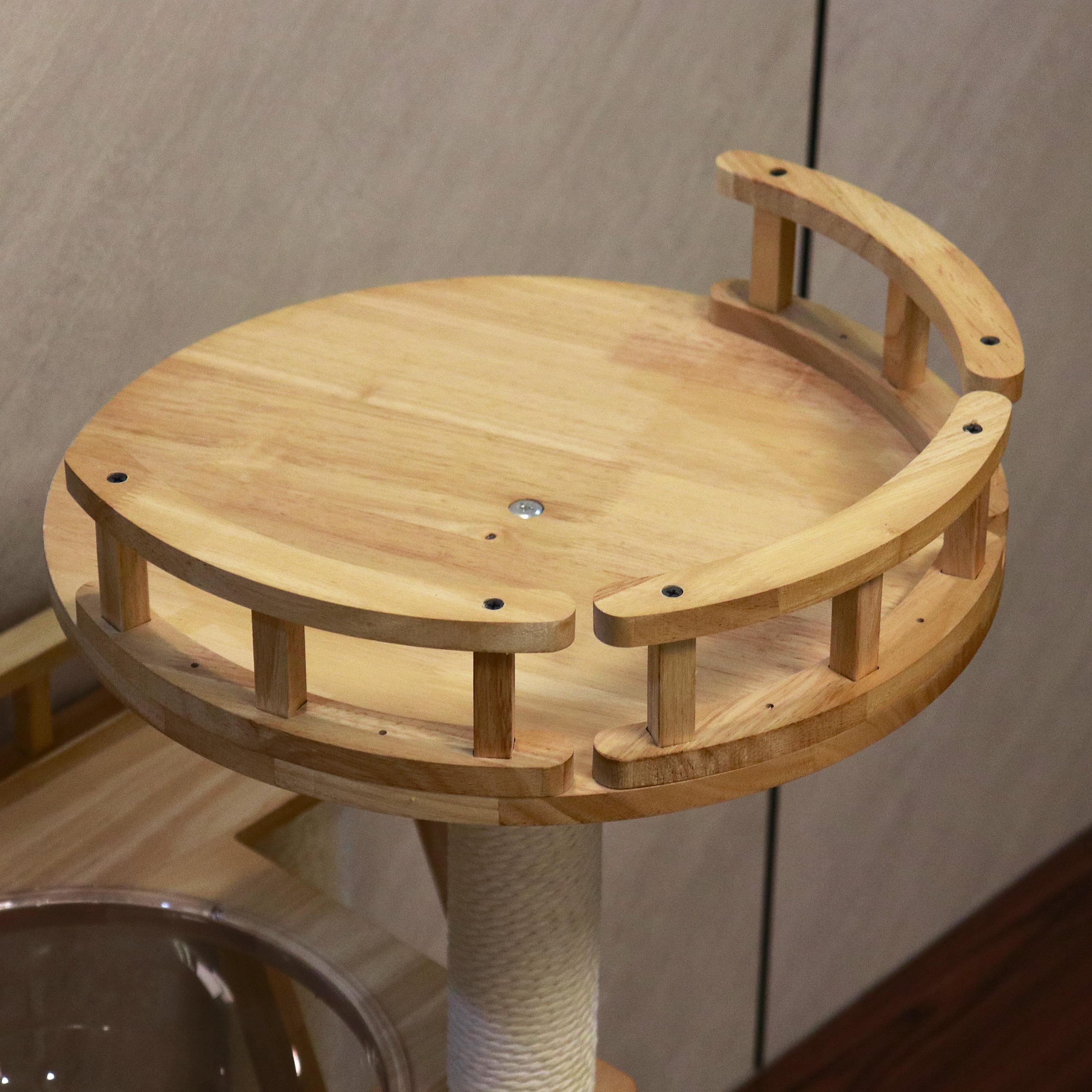 Cat Castle,Luxury Cat Furniture,Rubberwood Cat Tree, Cat Tower 34.6''*15.7''*42''