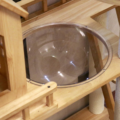 Cat Castle,Luxury Cat Furniture,Rubberwood Cat Tree, Cat Tower 34.6''*15.7''*42''